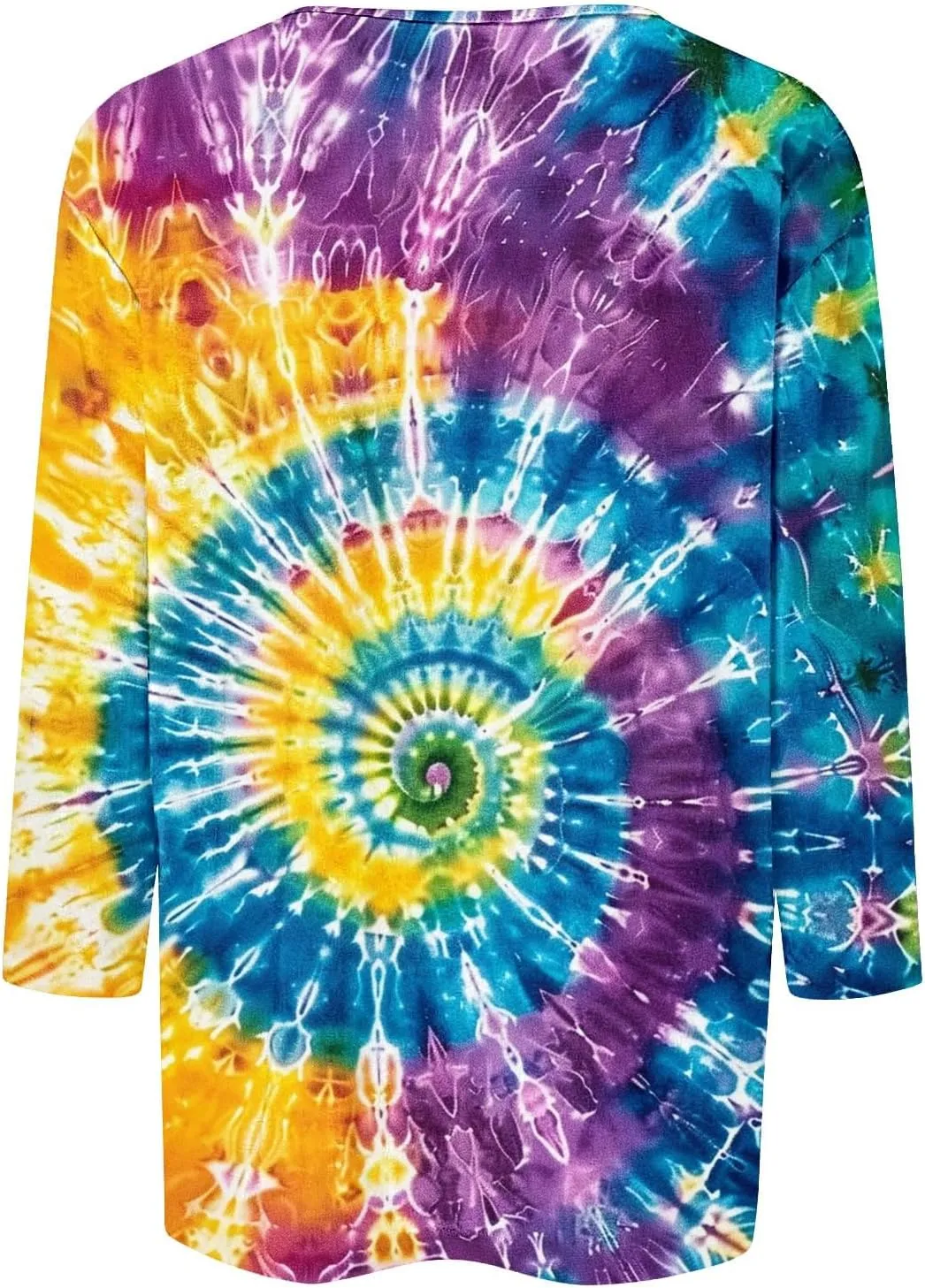 Womens Tops 3/4 Sleeve Loose Fit Tie Dye Hippie Shirts 70s Tshirts Crew Neck Cute Tees 2025 Spring Summer Cute Tees