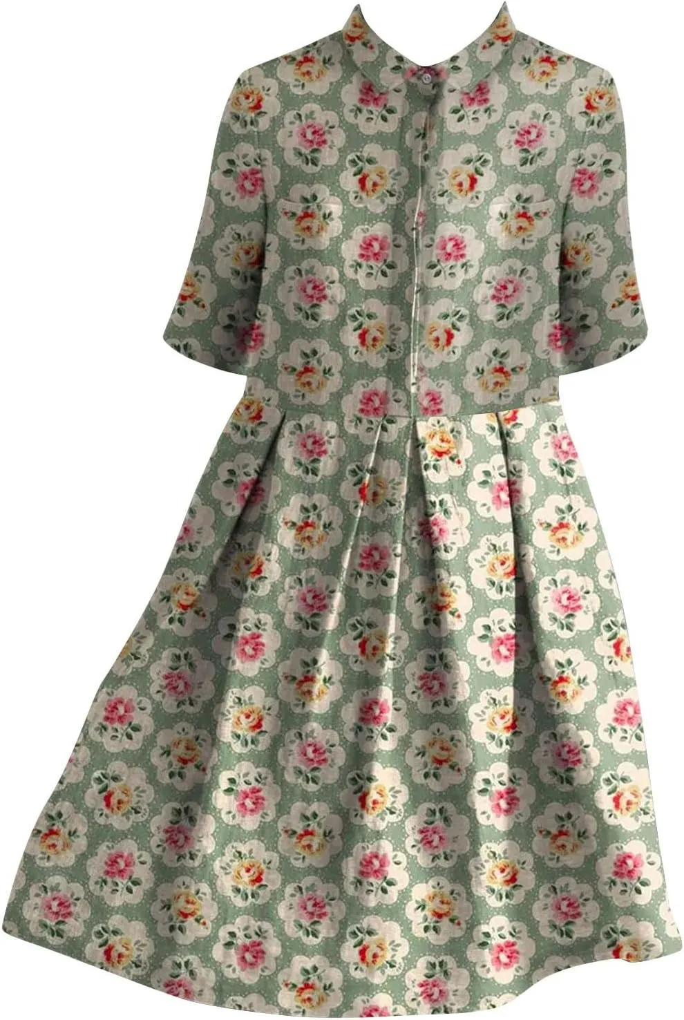 XOWRTE Womens Boho Floral Print Button Down Shirt Dresses with Pockets Summer Colorful Graphic Long Sleeve Midi Dress Long