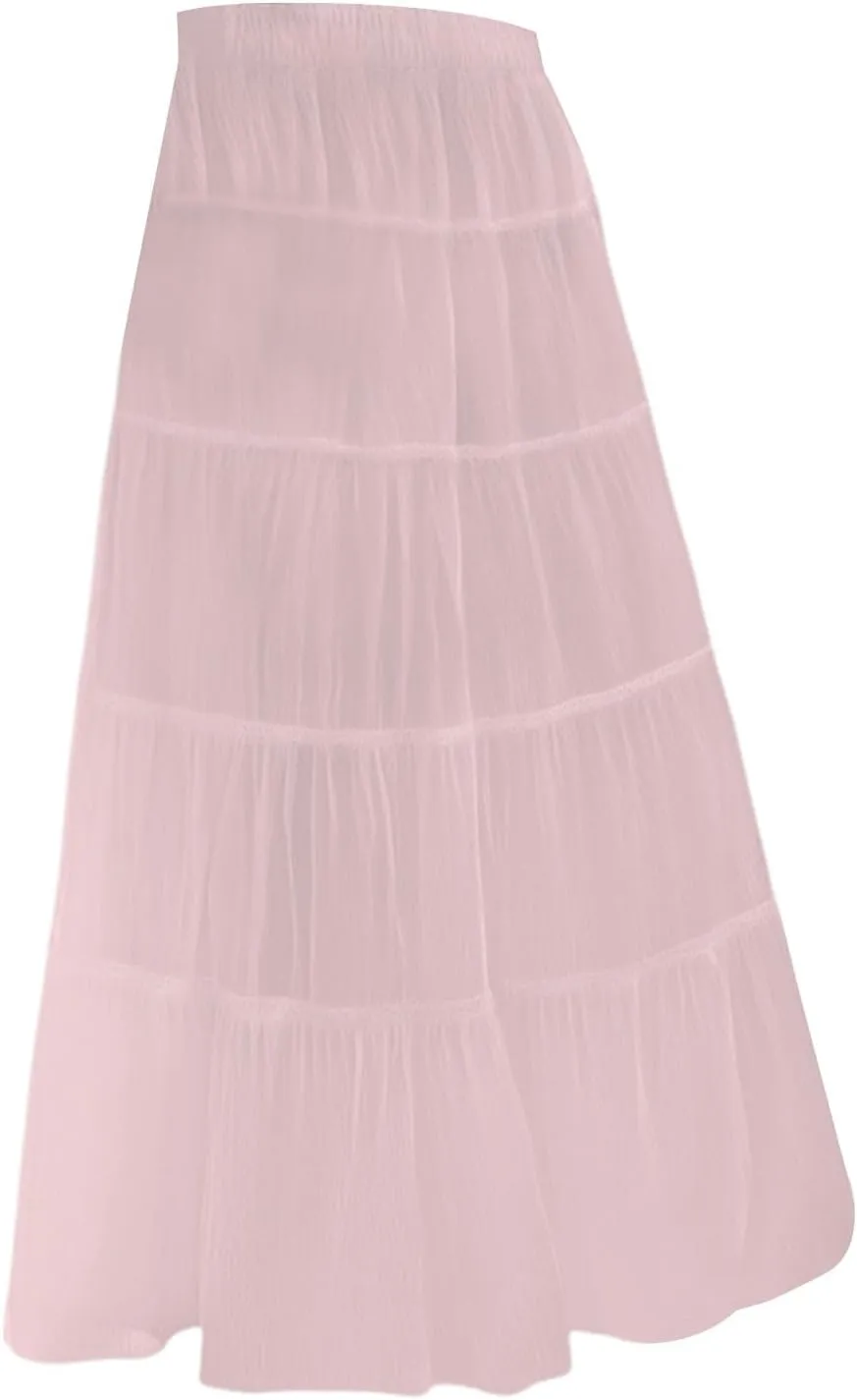 XOWRTE Womens Summer Boho Maxi Skirts Smocked High Wasited Flowy Tiered Ruffle A Line Long Beach Skirt Skirt