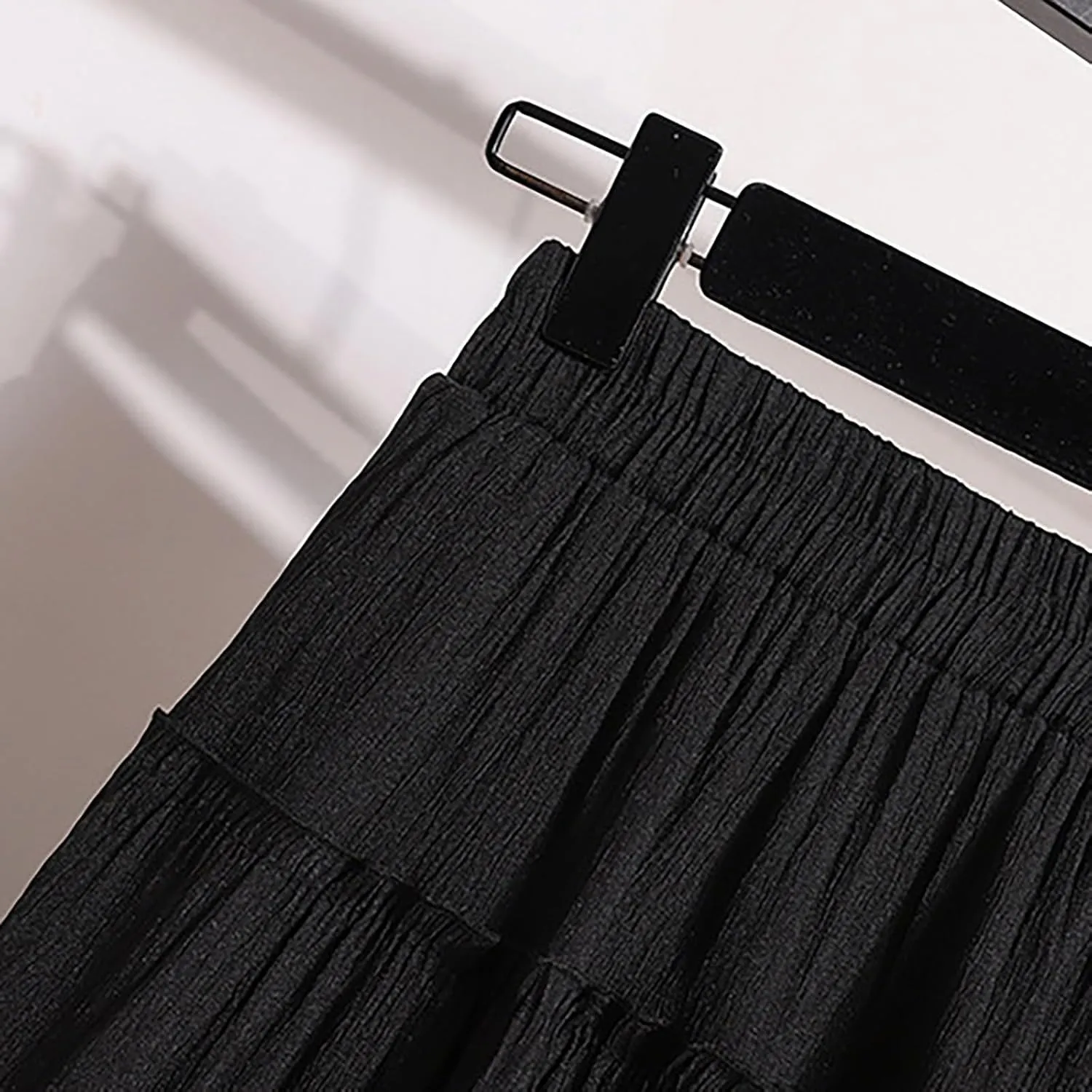 XOWRTE Womens Summer Boho Maxi Skirts Smocked High Wasited Flowy Tiered Ruffle A Line Long Beach Skirt Skirt
