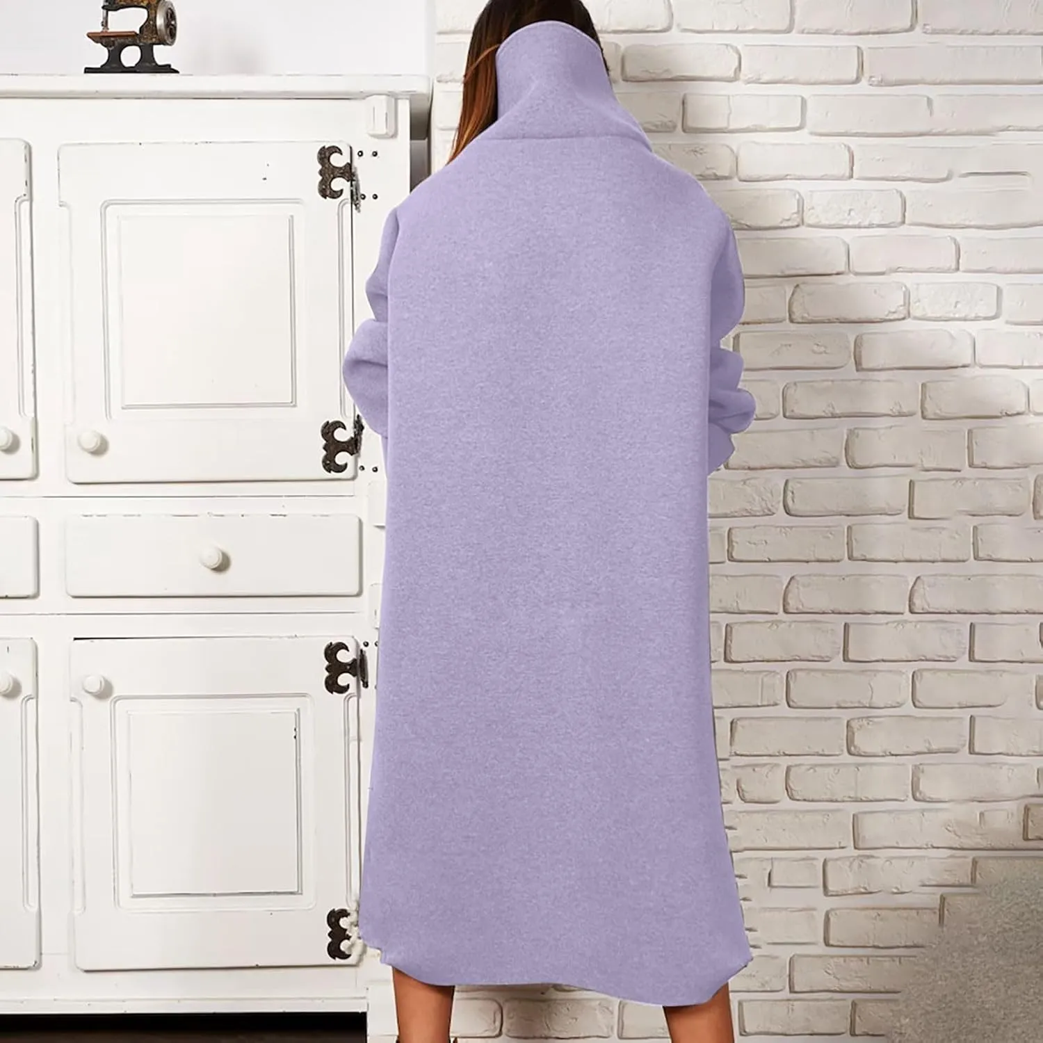 XUNRYAN Women's Hoodie Dress High Neck Fleece Hooded Dress with Kangaroo Pocket Plus Size Hoodies Sweatshirts Fashion Clothes