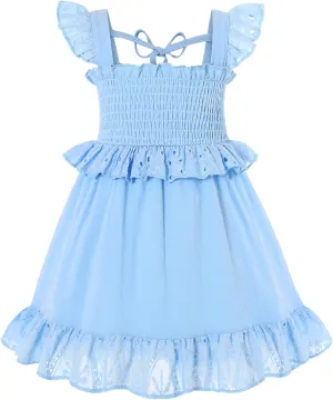 YOUNGER TREE Toddler Dress Baby Girls Cotton Ruffle Sleeveless Summer Dresses Kids Boho Beach Casual Sundress