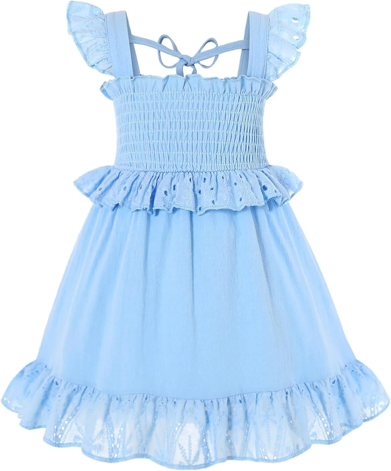 YOUNGER TREE Toddler Dress Baby Girls Cotton Ruffle Sleeveless Summer Dresses Kids Boho Beach Casual Sundress