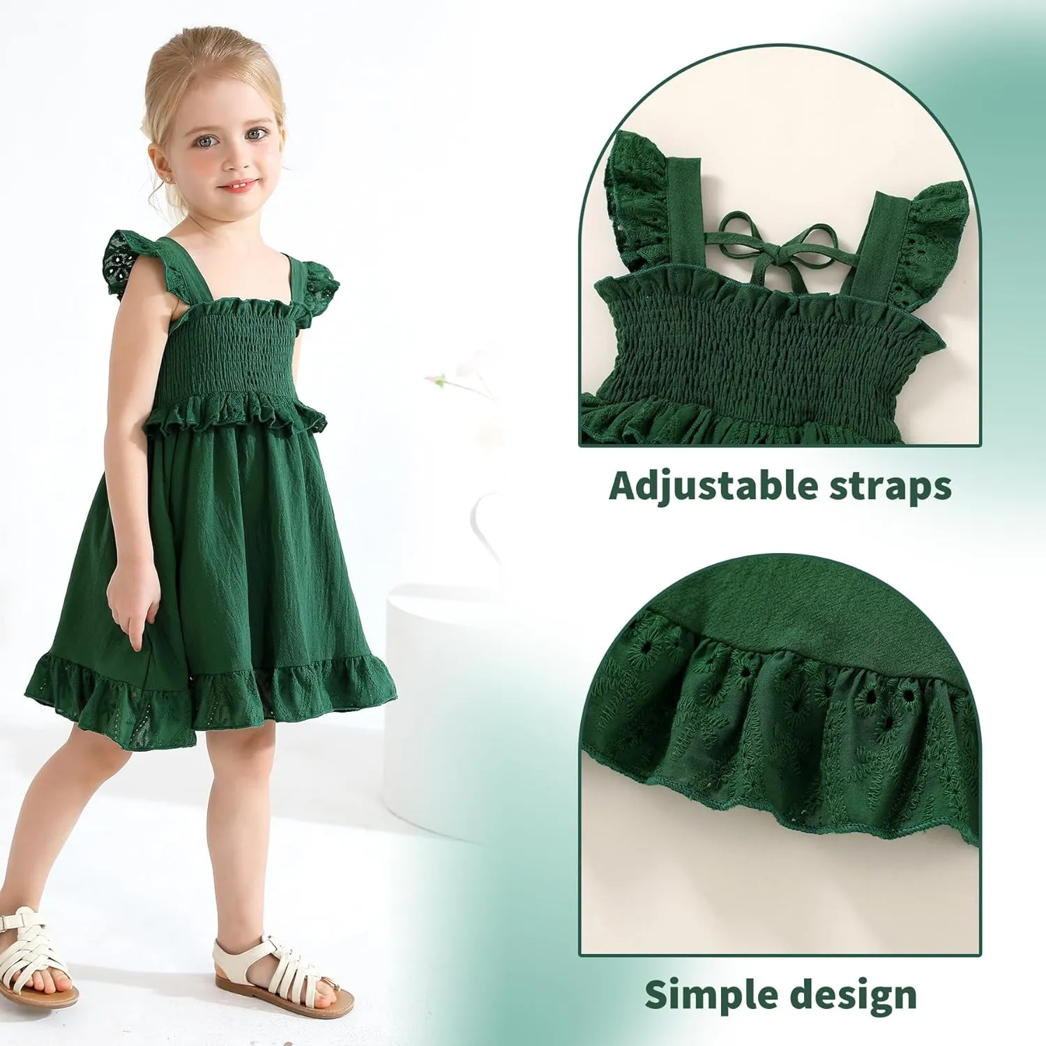 YOUNGER TREE Toddler Dress Baby Girls Cotton Ruffle Sleeveless Summer Dresses Kids Boho Beach Casual Sundress