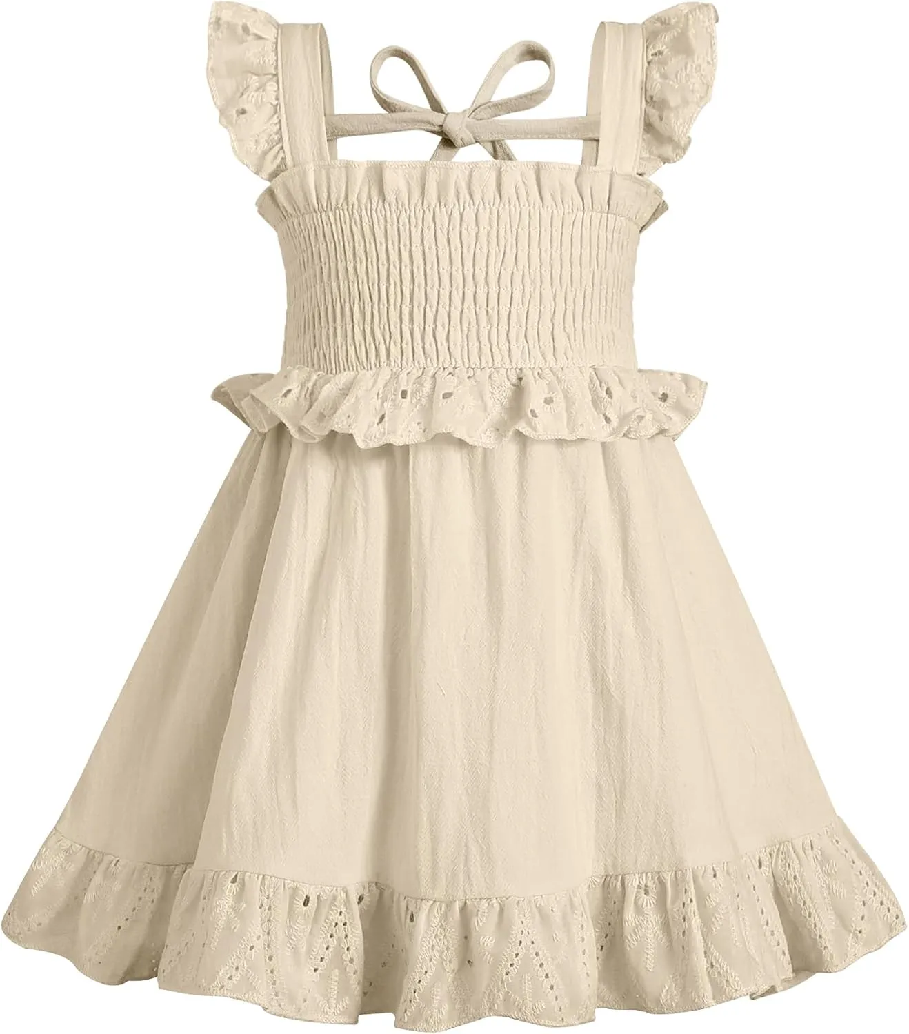 YOUNGER TREE Toddler Dress Baby Girls Cotton Ruffle Sleeveless Summer Dresses Kids Boho Beach Casual Sundress
