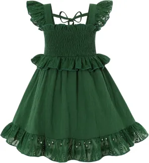 YOUNGER TREE Toddler Dress Baby Girls Cotton Ruffle Sleeveless Summer Dresses Kids Boho Beach Casual Sundress
