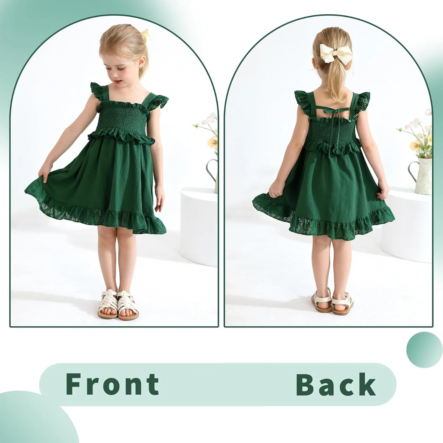 YOUNGER TREE Toddler Dress Baby Girls Cotton Ruffle Sleeveless Summer Dresses Kids Boho Beach Casual Sundress