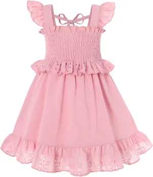 YOUNGER TREE Toddler Dress Baby Girls Cotton Ruffle Sleeveless Summer Dresses Kids Boho Beach Casual Sundress
