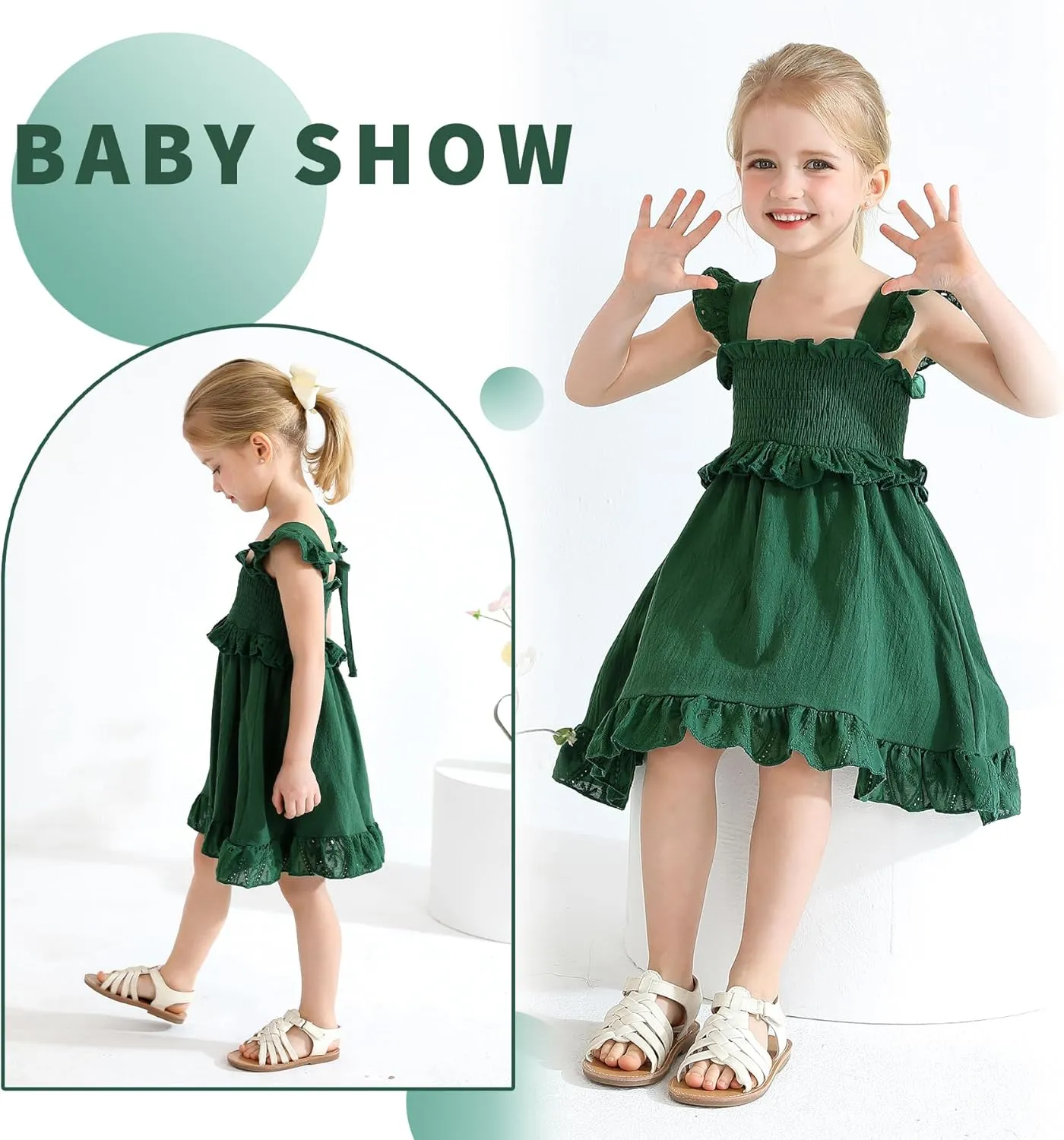 YOUNGER TREE Toddler Dress Baby Girls Cotton Ruffle Sleeveless Summer Dresses Kids Boho Beach Casual Sundress
