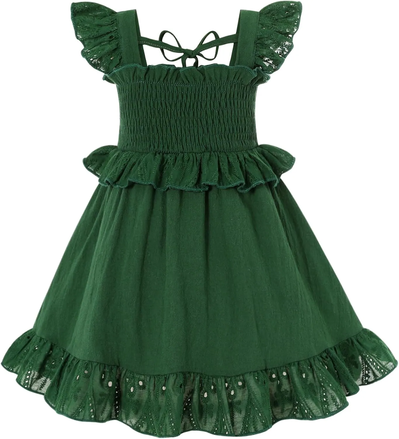 YOUNGER TREE Toddler Dress Baby Girls Cotton Ruffle Sleeveless Summer Dresses Kids Boho Beach Casual Sundress