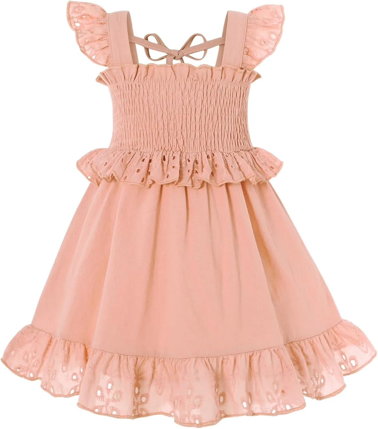 YOUNGER TREE Toddler Dress Baby Girls Cotton Ruffle Sleeveless Summer Dresses Kids Boho Beach Casual Sundress