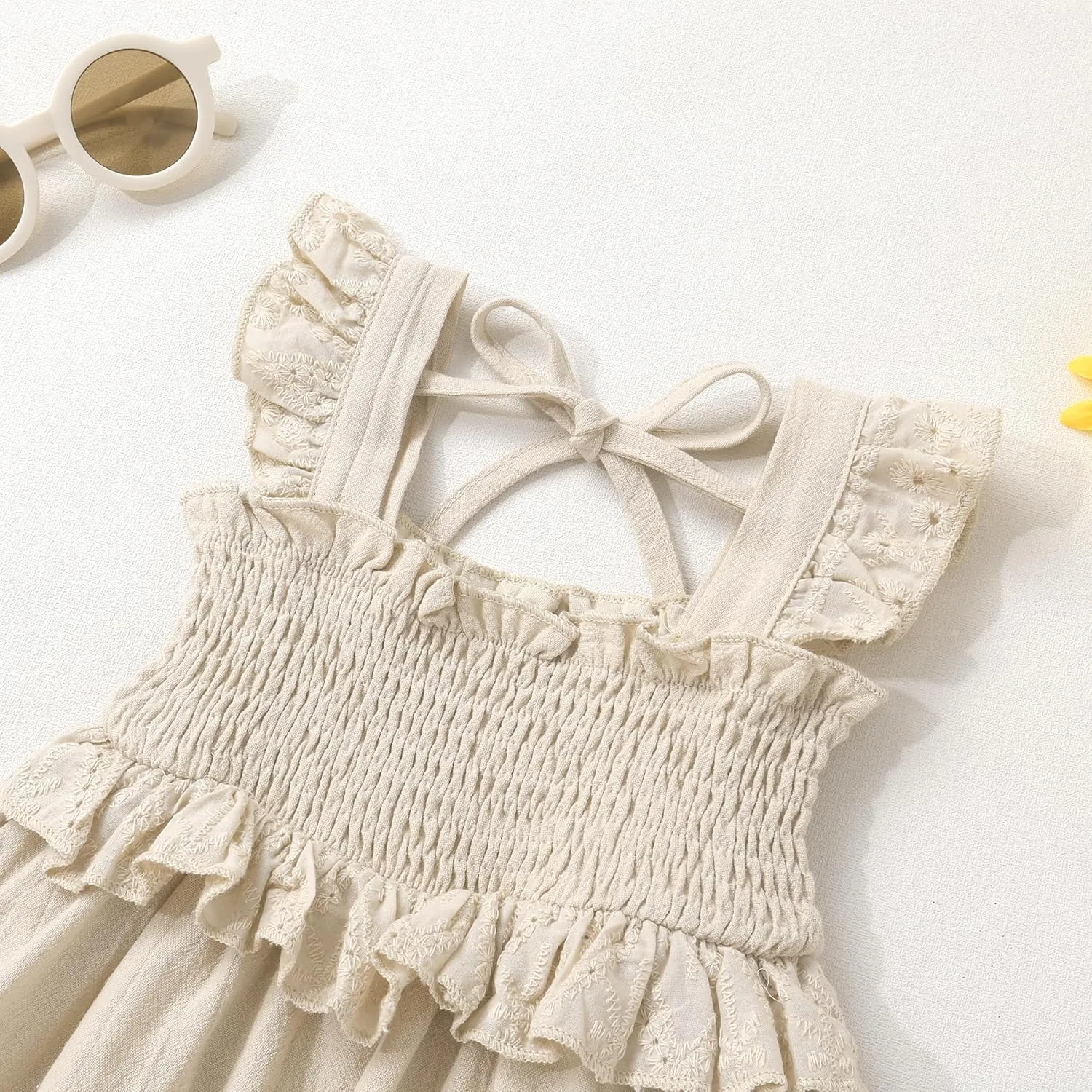 YOUNGER TREE Toddler Dress Baby Girls Cotton Ruffle Sleeveless Summer Dresses Kids Boho Beach Casual Sundress