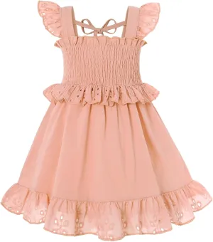 YOUNGER TREE Toddler Dress Baby Girls Cotton Ruffle Sleeveless Summer Dresses Kids Boho Beach Casual Sundress