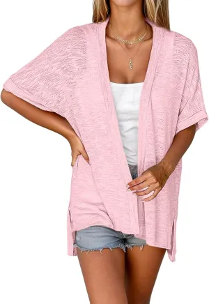 Zeagoo Womens Lightweight Cardigan 2025 Summer Short Sleeve Cardigans Open Front Beach Coverup,S-XXL