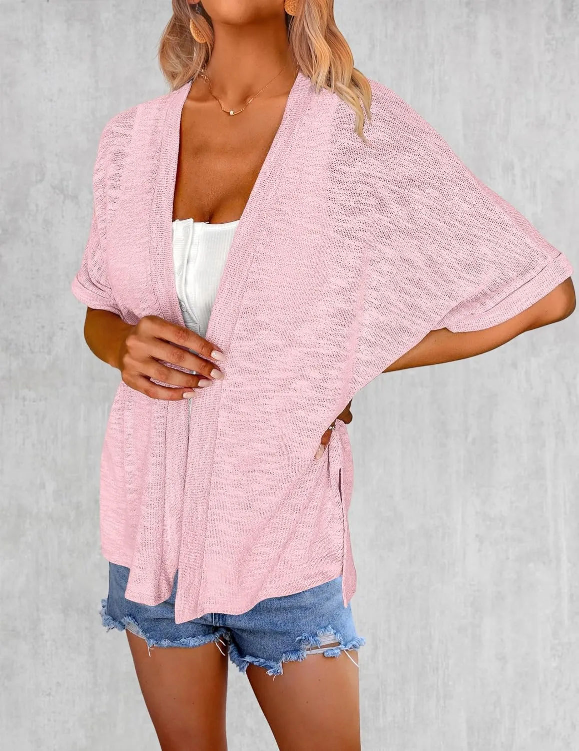 Zeagoo Womens Lightweight Cardigan 2025 Summer Short Sleeve Cardigans Open Front Beach Coverup,S-XXL